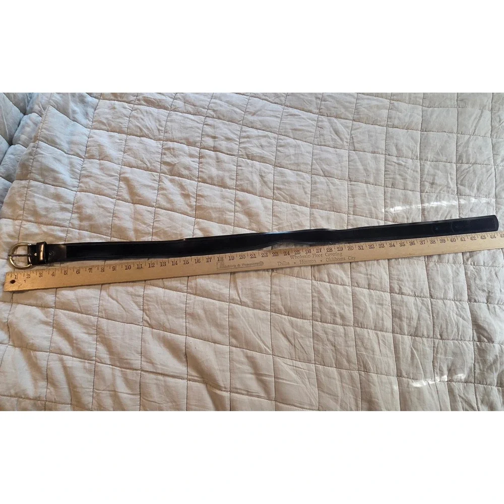 Unbranded Leather Velvet Inlay Belt Mens 44 Black Good Silver Buckle Classic
